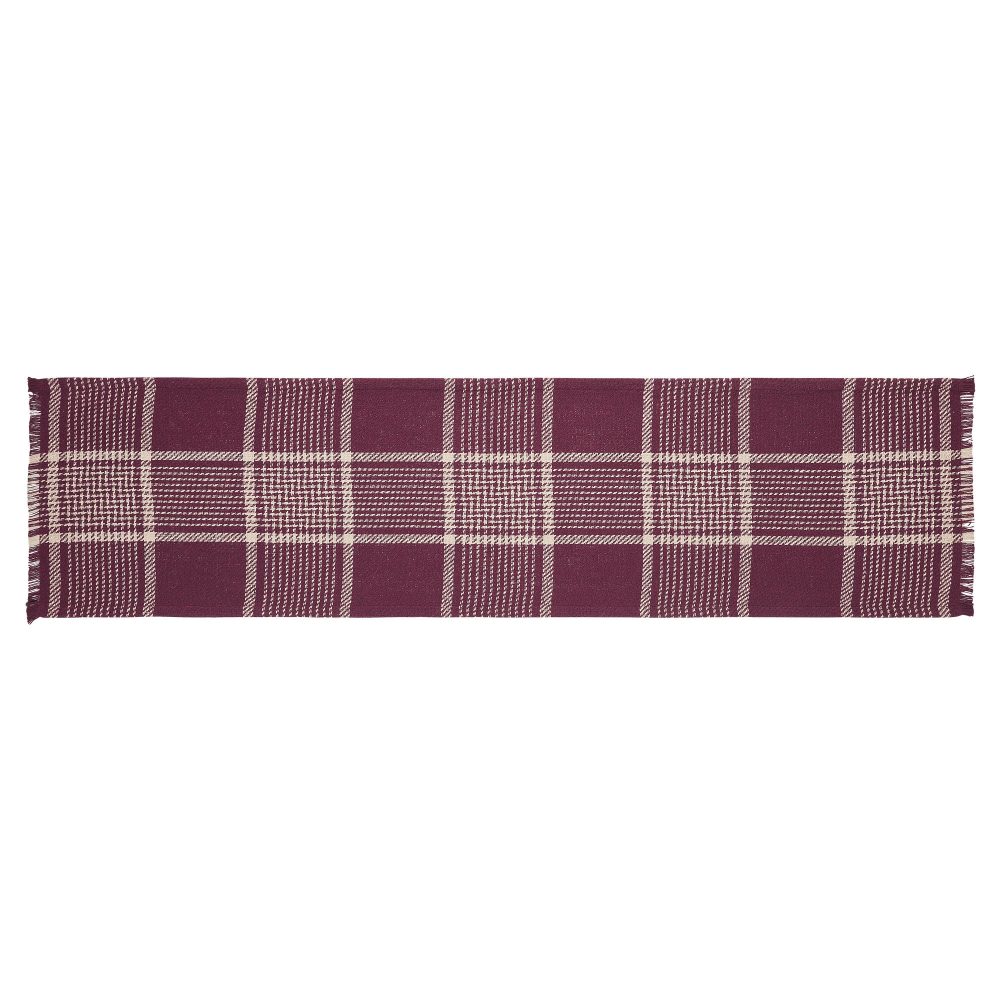 Eston Burgundy Tan Plaid Runner 12x48