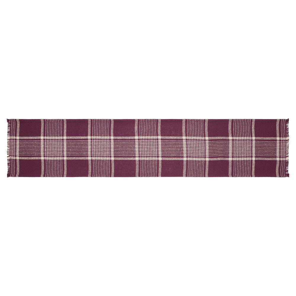 Eston Burgundy Tan Plaid Runner 12x60