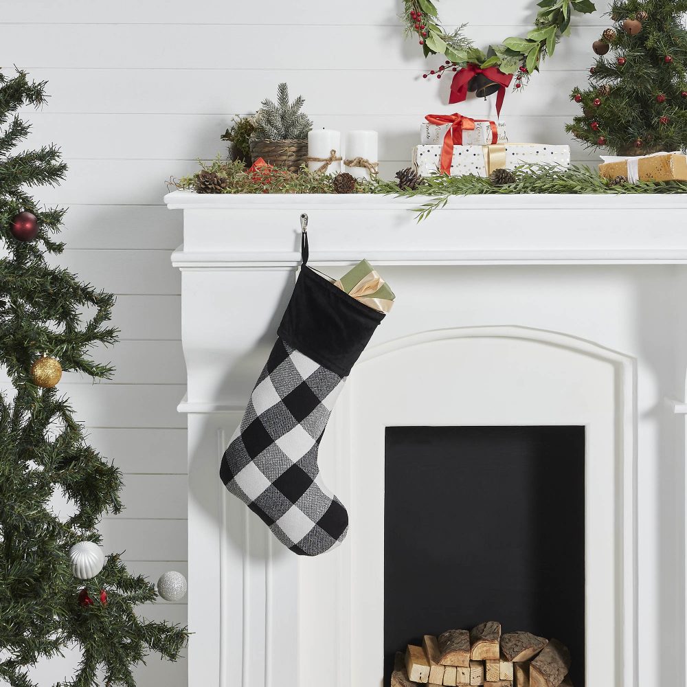 Annie Black Check Stocking 12x20