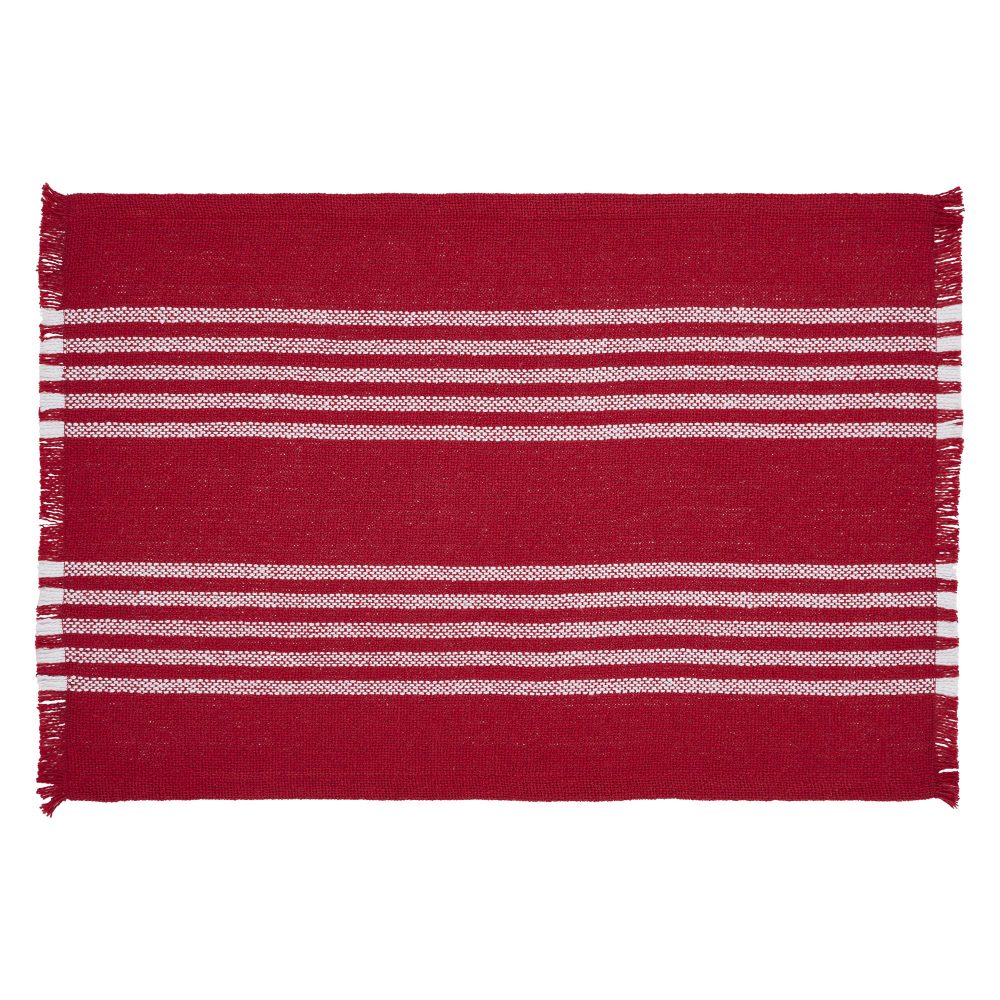 Arendal Red Stripe Placemat Set of 2 Fringed 13x19