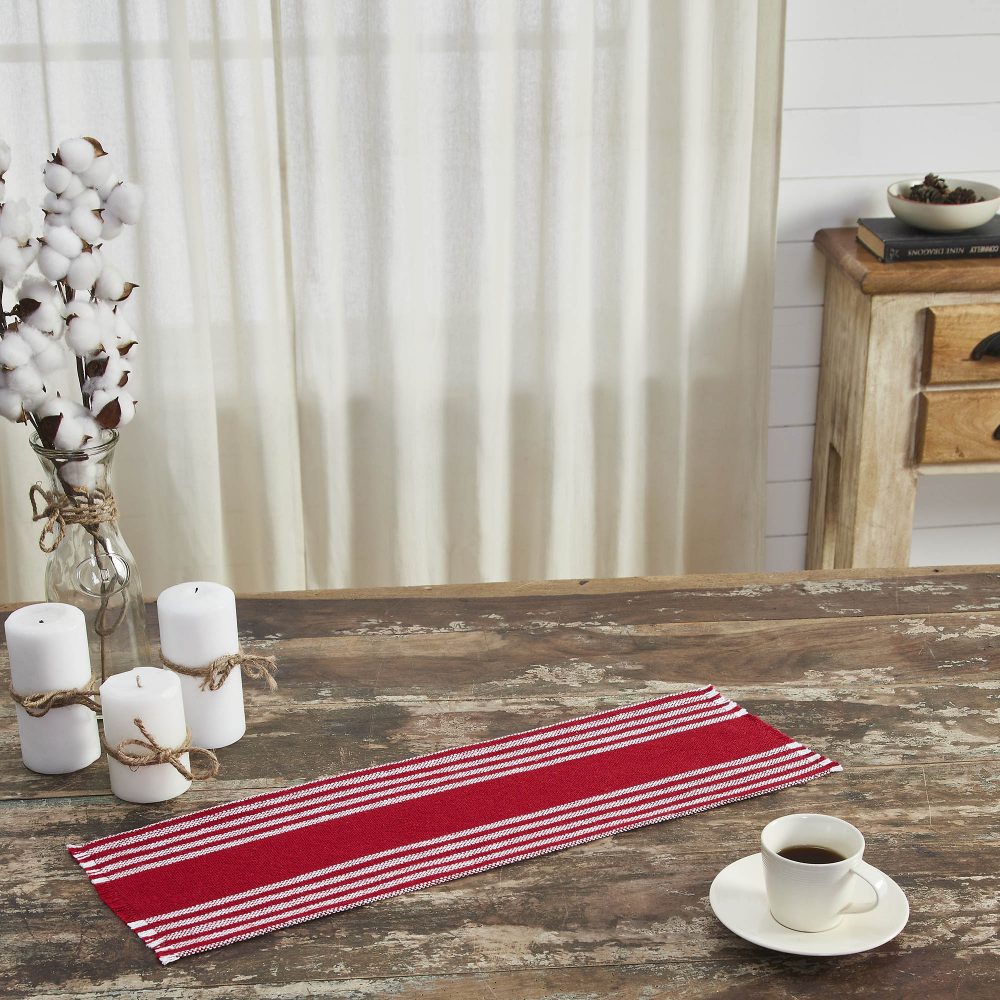 Arendal Red Stripe Runner Fringed 8x24