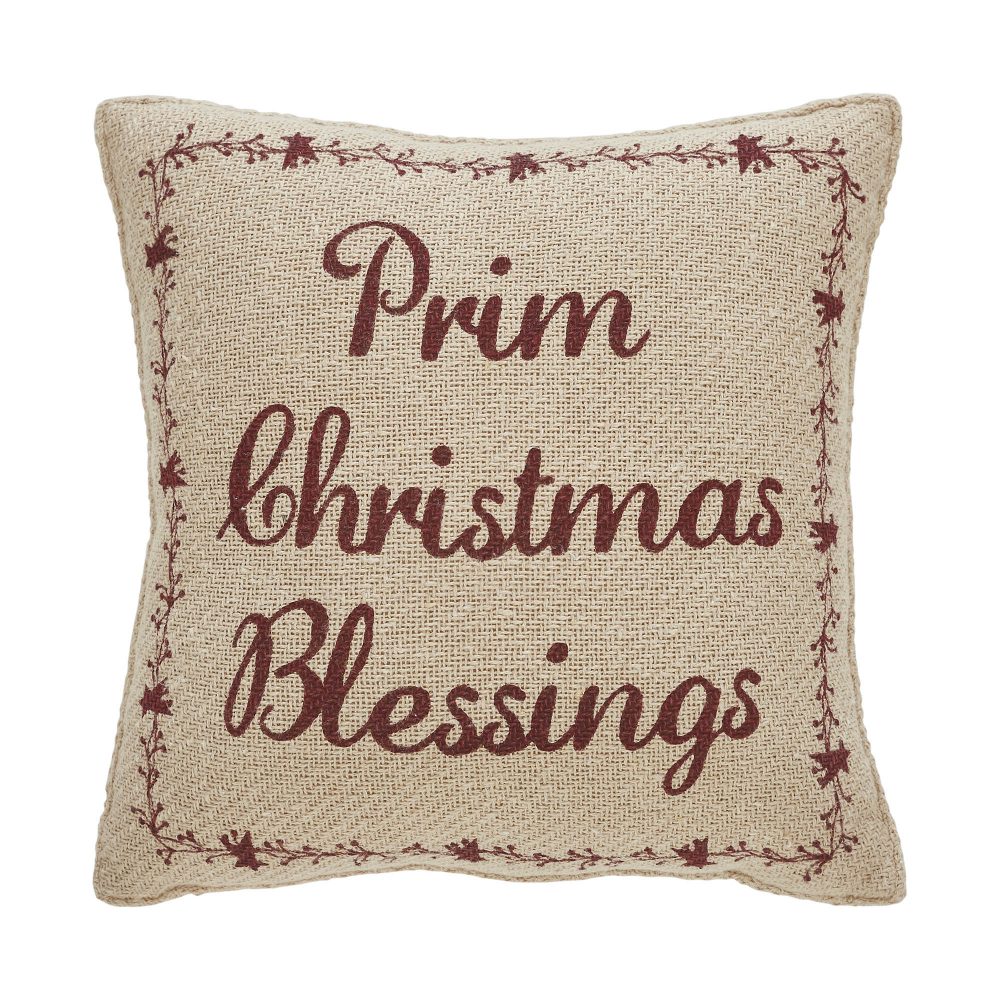 Gable Prim Christmas Blessings Pillow 12x12