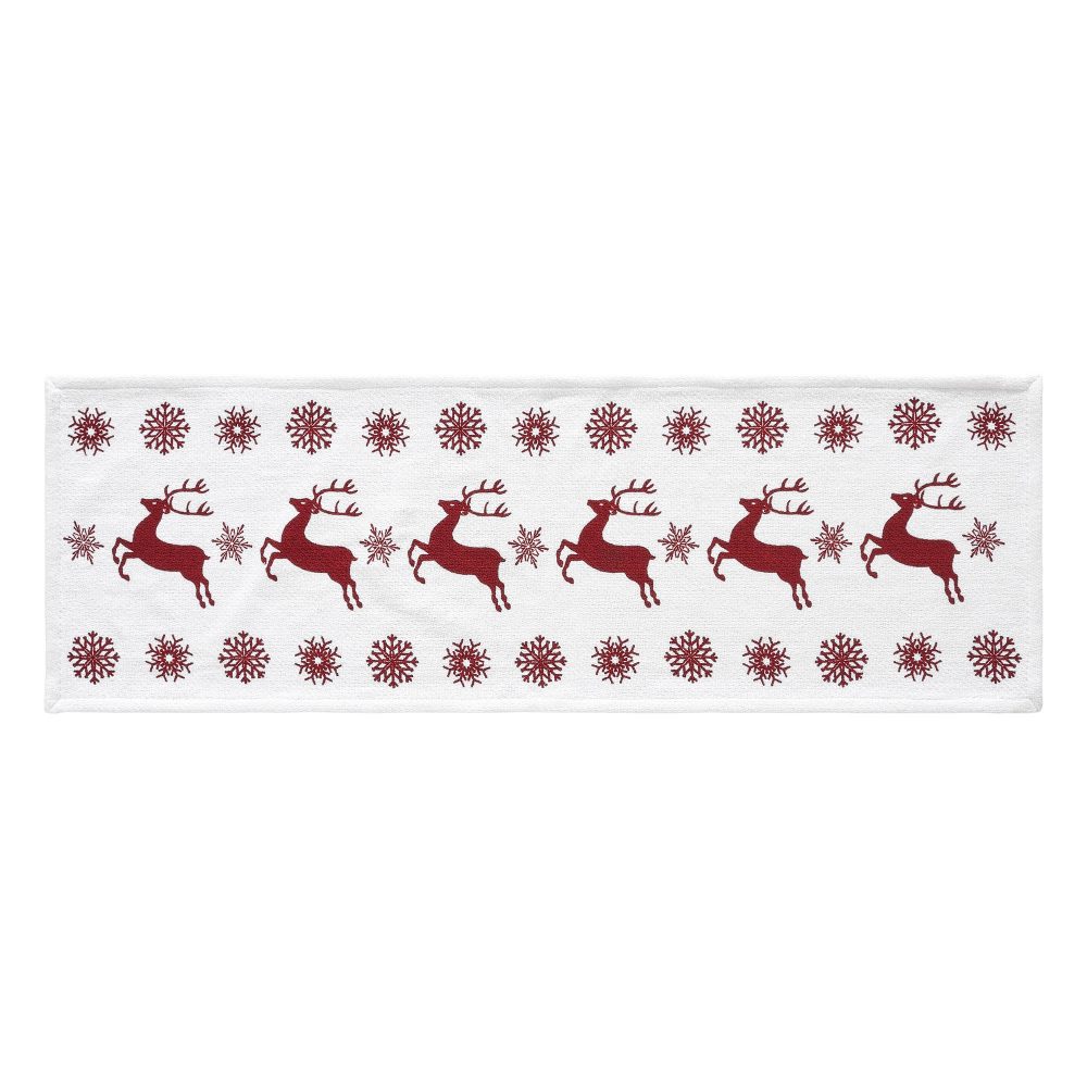 Scandia Snowflake Red White Runner 12x36