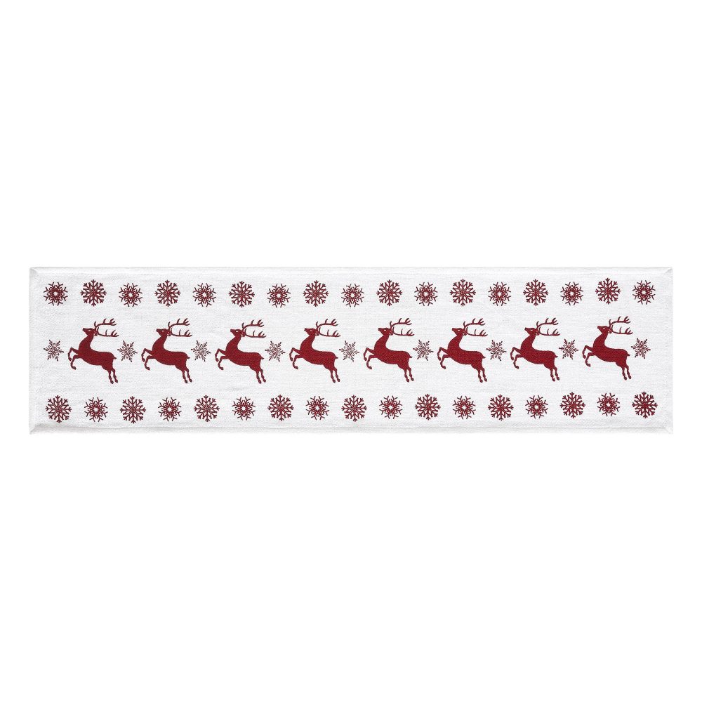 Scandia Snowflake Red White Runner 12x48