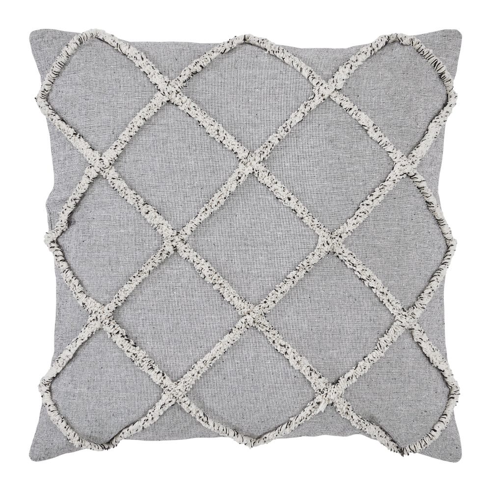 Frayed Lattice Creme & Black Pillow 20x20