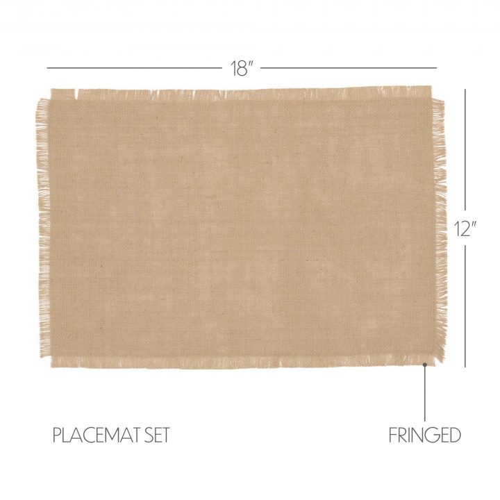 Jute Burlap Natural Placemat Set of 6 12x18