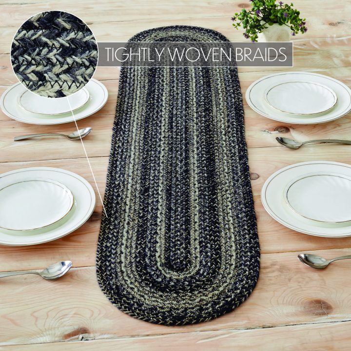 Sawyer Mill Black White Jute Oval Runner 12x48