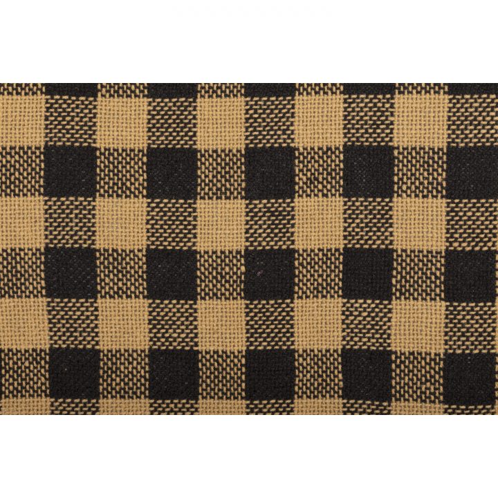 Burlap Black Check Runner Fringed 13x48