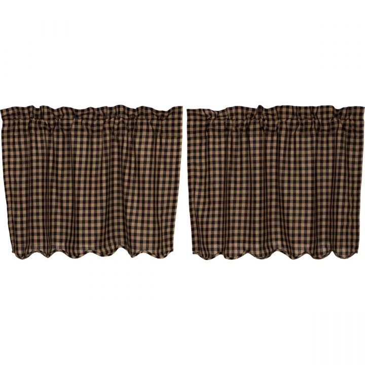 Black Check Scalloped Tier Set of 2 L24xW36