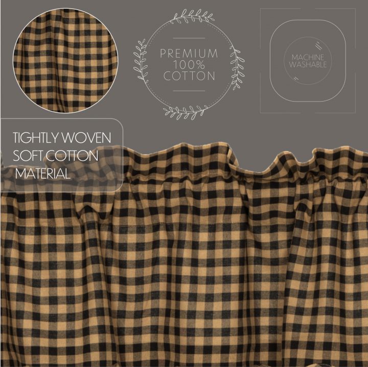 Black Check Scalloped Panel Set of 2 84x40