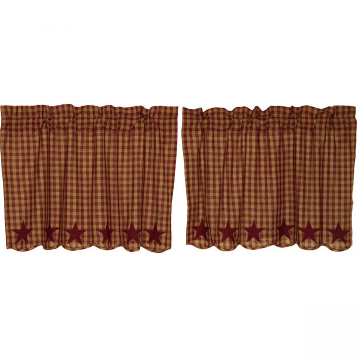 Burgundy Star Scalloped Tier Set of 2 L24xW36