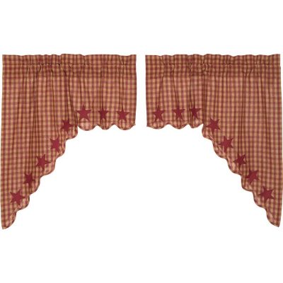 Burgundy Star Scalloped Swag Set of 2 36x36x16