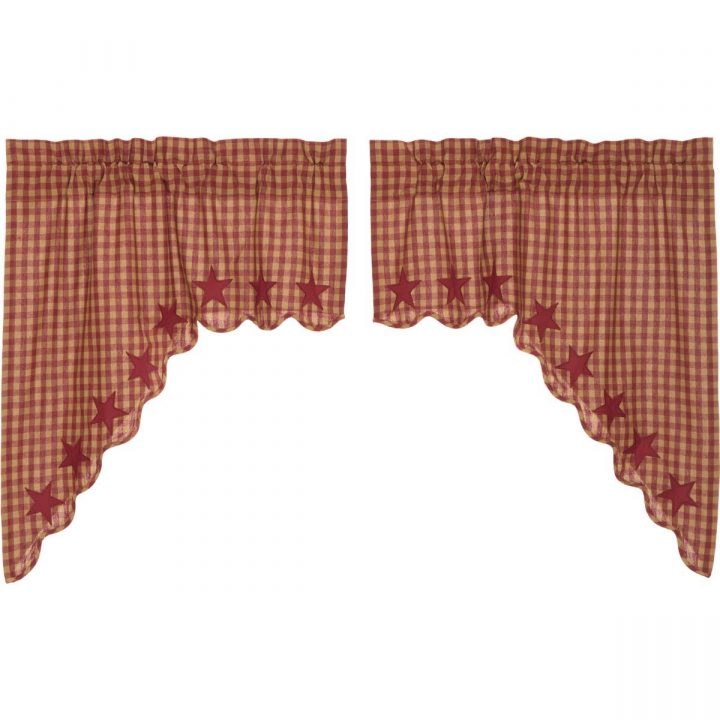 Burgundy Star Scalloped Swag Set of 2 36x36x16