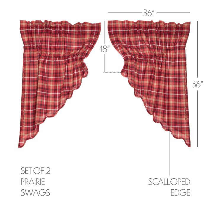 Braxton Scalloped Prairie Swag Set of 2 36x36x18