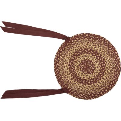 Burgundy Tan Jute Chair Pad 15 inch Diameter Set of 6