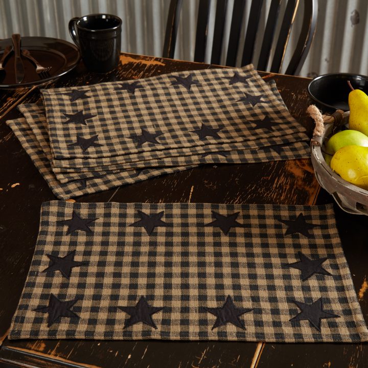 Black Star Placemat Set of 6 12x18