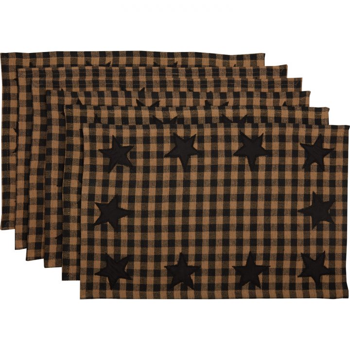 Black Star Placemat Set of 6 12x18