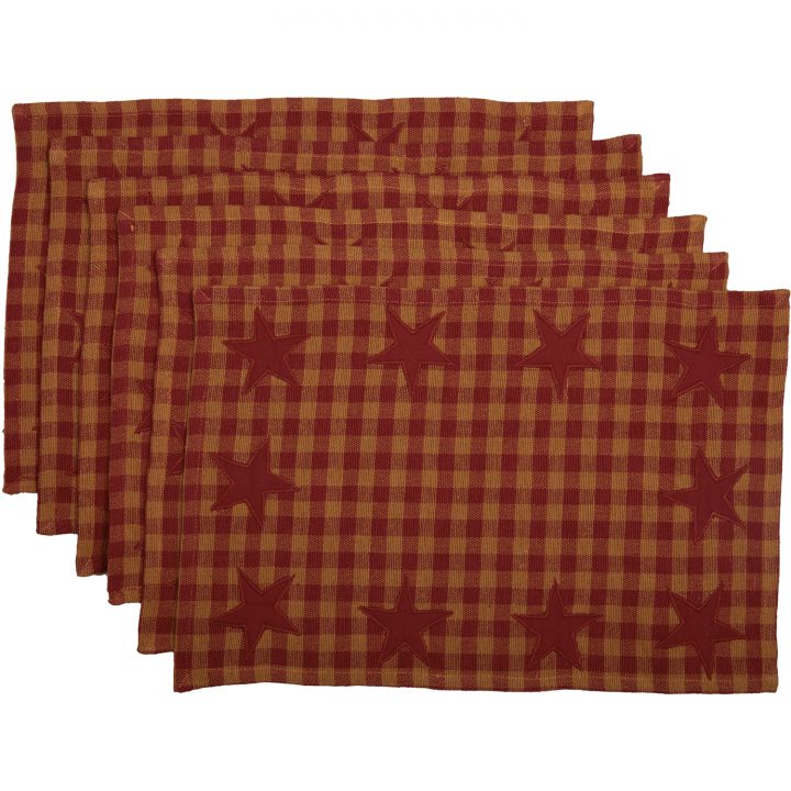 Burgundy Star Placemat Set of 6 12x18