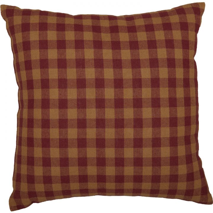 Burgundy Check Fabric Pillow 16x16