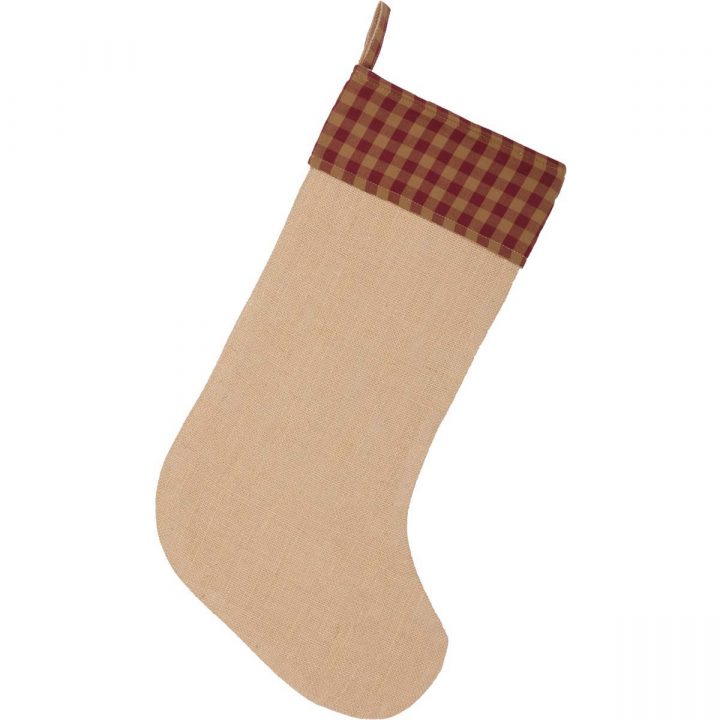 Burgundy Check Jute Stocking 12x20