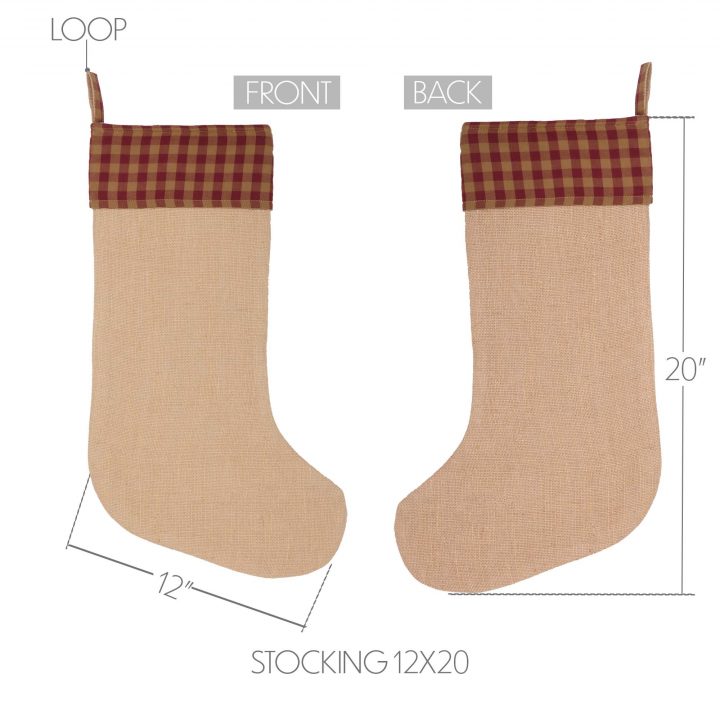 Burgundy Check Jute Stocking 12x20