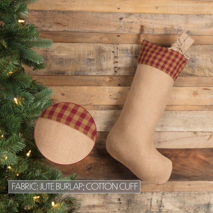 Burgundy Check Jute Stocking 12x20