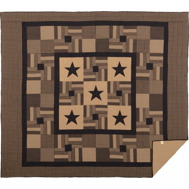 Black Check Star California King Quilt 130Wx115L