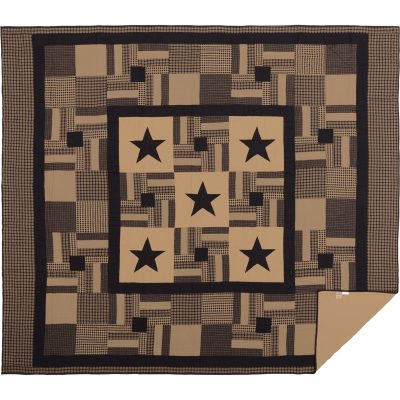 Black Check Star Luxury King Quilt 120Wx105L