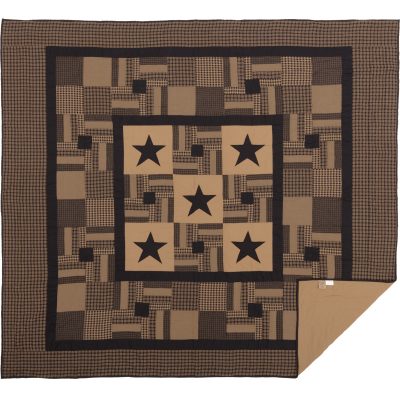 Black Check Star King Quilt 105Wx95L