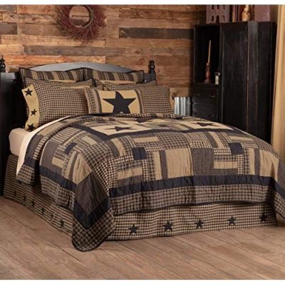 Black Check Star Queen Quilt 90Wx90L