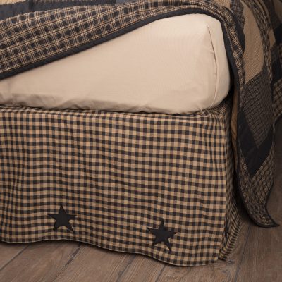 Black Check Star Queen Bed Skirt 60x80x16