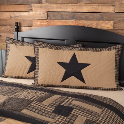 Black Check Star King Sham 21x37