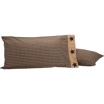 Black Check Star King Pillow Case Set of 2 21x40