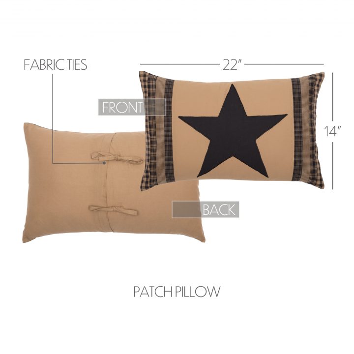 Black Check Star Patch Pillow 14x22