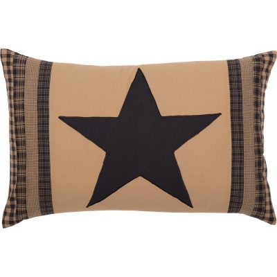 Black Check Star Patch Pillow 14x22