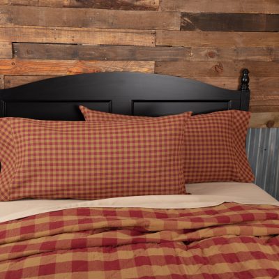 Burgundy Check King Pillow Case Set of 2 21x40