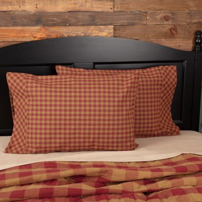 Burgundy Check Standard Pillow Case Set of 2 21x30