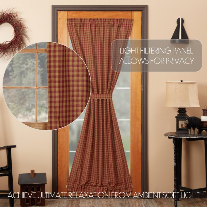 Burgundy Check Door Panel 72x40