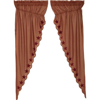 Burgundy Star Scalloped Prairie Long Panel Set of 2 84x36x18