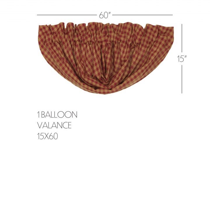 Burgundy Check Balloon Valance 15x60