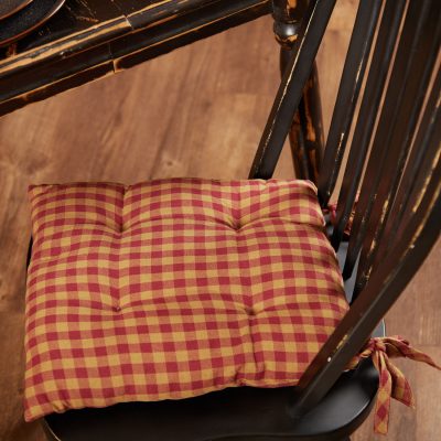 Burgundy Check Chair Pad