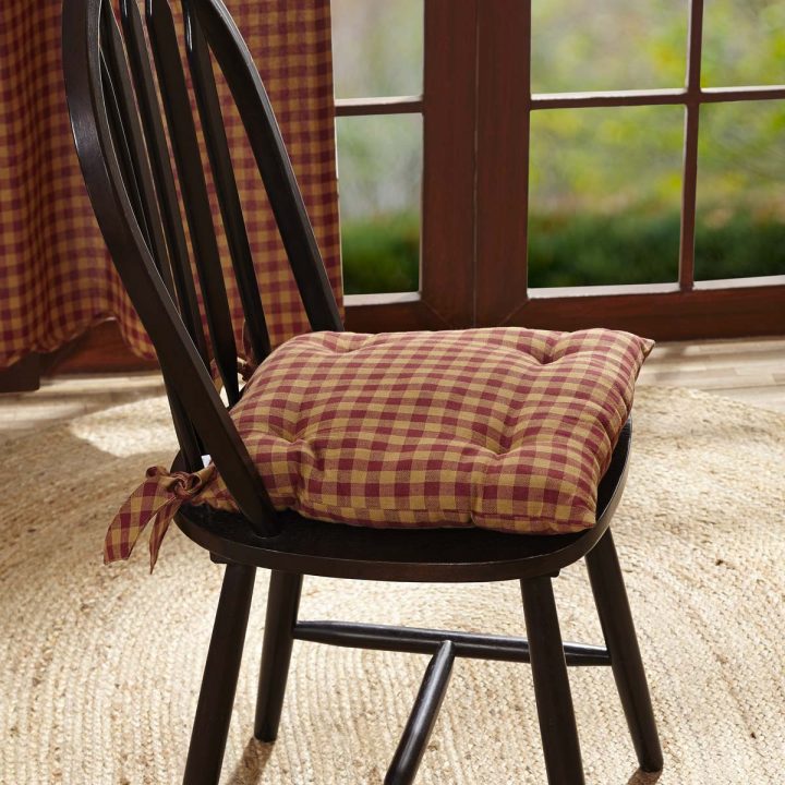 Burgundy Check Chair Pad