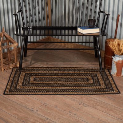 Black & Tan Jute Rug Rect w/ Pad 27x48