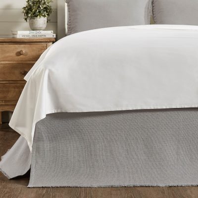 Burlap Dove Grey Fringed King Bed Skirt 78x80x16