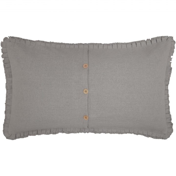 Burlap Dove Grey King Sham w/ Fringed Ruffle 21x37