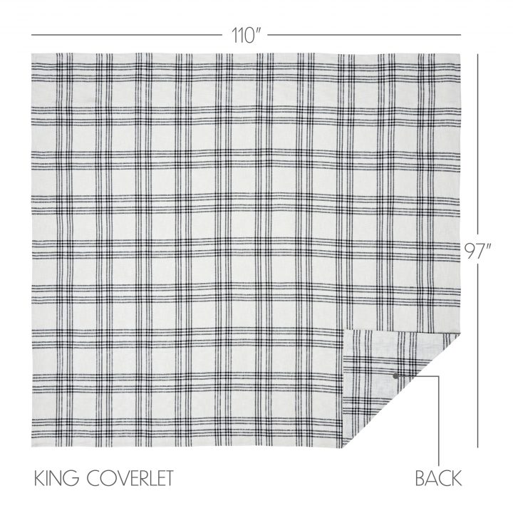 Black Plaid King Coverlet 97x110