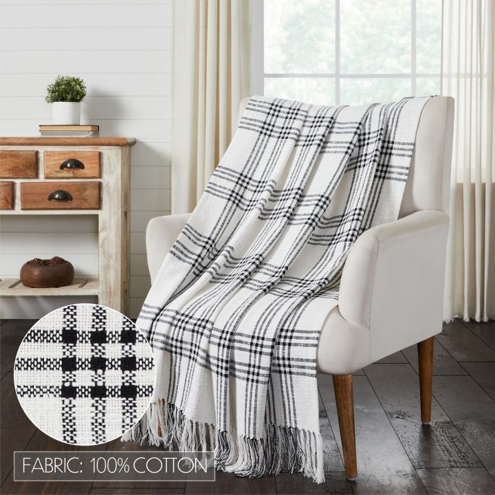 Black Plaid Woven Throw 50x60