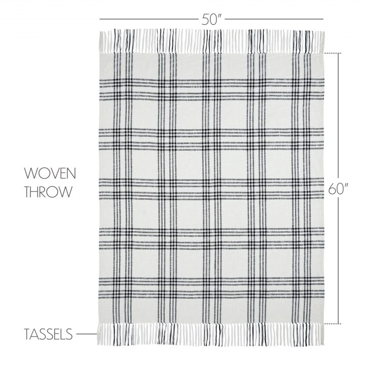 Black Plaid Woven Throw 50x60