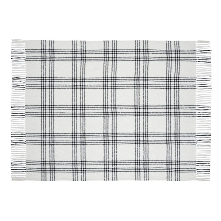 Black Plaid Woven Throw 50x60