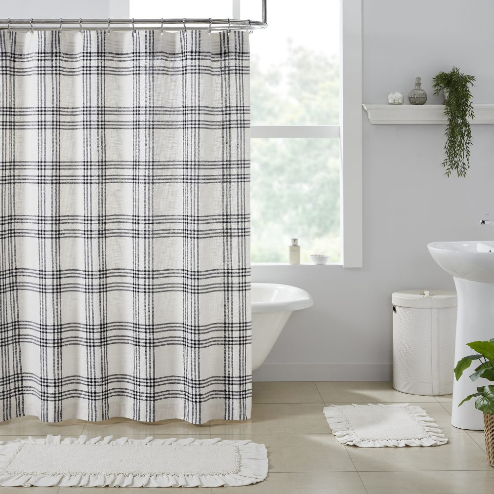 Black Plaid Shower Curtain 72x72